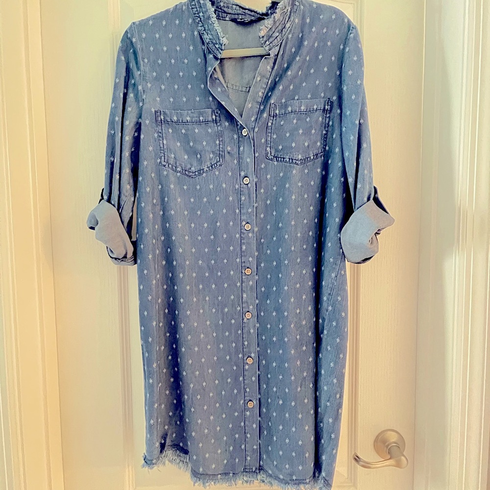 Size S Velvet Heart Denim Button Down Shift Dress